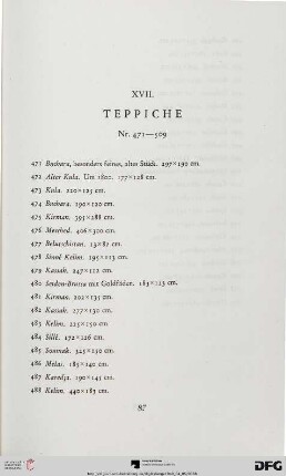 XVIII. Teppiche (Nr. 471-509)
