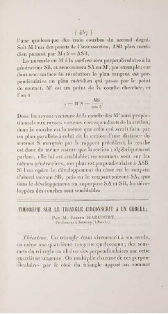 Théorème sur le triangle circonscrit a un cercle.