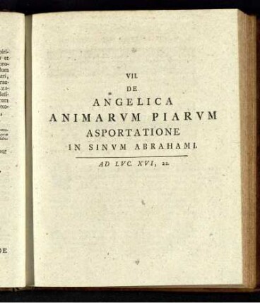 VII. De Angelica Animarum Piarum Asportatione In Sinum Abrahami . Ad Luc. XVI, 22.