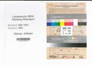 Entnazifizierung Wilhelm Wiemer , geb. 24.04.1901 (Schmied)