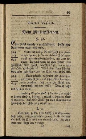Viertes Kapitel. Vom Multipliciren – Fünftes Kapitel. Vom Dividiren