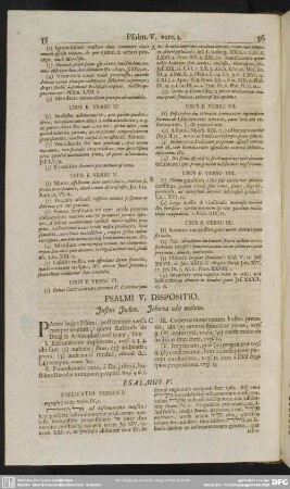 Psalmi V. Dispositio. Justus Judex. Jehova odit malum