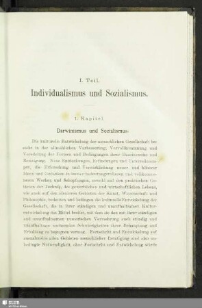 1. Kapitel. Darwinismus und Sozialismus