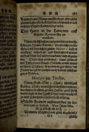 Mixtura zur Tinctur. - Schönen Kugel-Lack zu machen.
