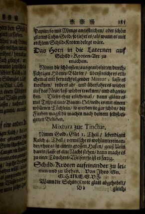 Mixtura zur Tinctur. - Schönen Kugel-Lack zu machen.
