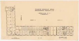 Technische Hochschule Berlin Erweiterung Franklinstraße. Flugtechnisches Institut und Institut für Photogrammetrie (ehem. Siemens-Halske-Werke, Kabelwerk und Werkstätten): Gebäude 20, 31 und 33, Grundriss 2.OG 1:100