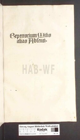 Repertorium Milis alias Absenti