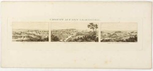 Panoramablick vom Lilienstein in der Sächsischen Schweiz in drei Ansichten: 1. nach Nordwesten über die Elbe und die Bastei bis Stolpen, aus Ludwig Richters Sieben Blätter mit XIX Ansichten der Sächsischen Schweiz