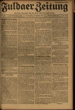 Ausgabe vom Donnerstag, den 08. Februar 1923.