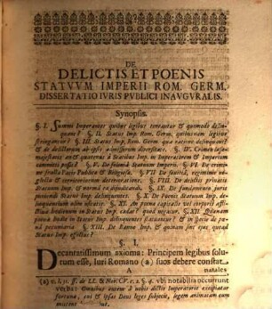 De Natvra Et Indole Delictorvm Et Poenarvm In Cavsis Statvvm Imperii Romano-Germanici : Specimen Ivris Pvblici Criminalis Inavgvrale