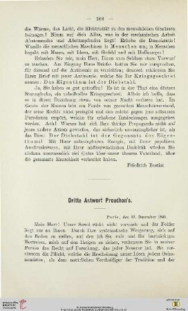 Dritte Antwort Proudhon´s