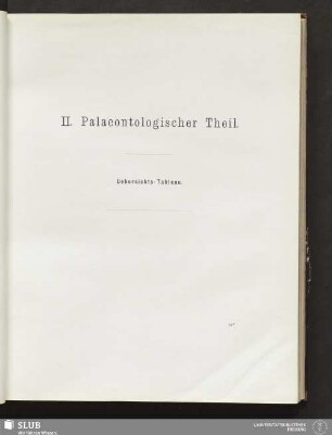 II. Palaeontologischer Theil. Uebersichts-Tableau