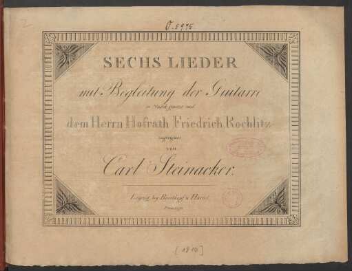 Sechs Lieder mit Begleitung der Guitarre