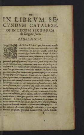 In Librvm secvndvm catalexeos in legem secundam
