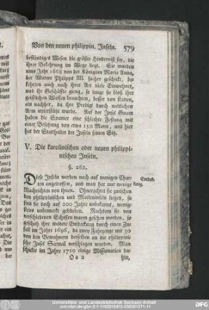 V. Die karolinischen oder neuen philippinischen Inseln.