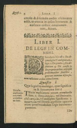 Liber I. De Lege In Communi.