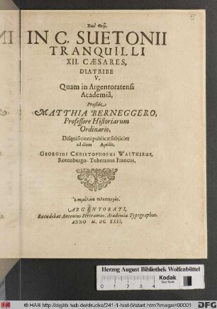 In C. Suetonii Tranquilli XII. Caesares, Diatribe V.