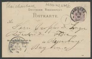 Brief von Heinrich Gustav Reichenbach an Jakob Singer