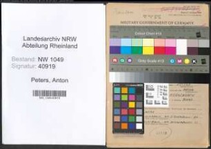 Entnazifizierung Anton Peters , geb. 23.03.1894 (Lagerist)