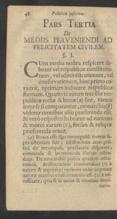 Pars Tertia De Mediis Perveniendi Ad Felicitatem Civilem