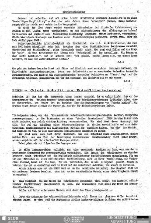 ZIED : (k)ein Schritt zur Entmilitarisierung