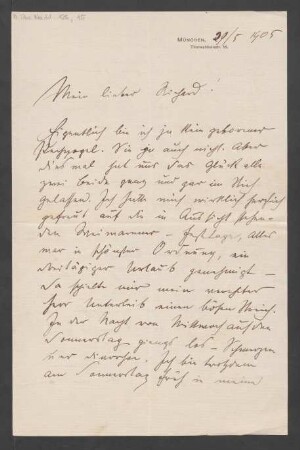 Brief an August Richard : 29.05.1905