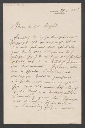 Brief an August Richard : 29.05.1905