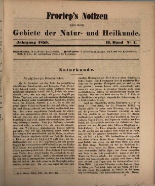 Froriep's Notizen aus dem Gebiete der Natur- und Heilkunde. 1859,2, 1859,2