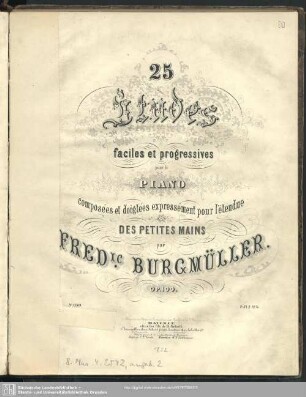 25 Etudes faciles et progressives pour le piano : op. 100