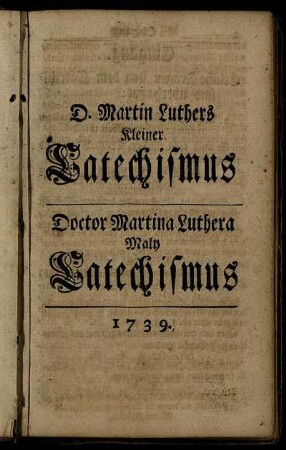 D. Martin Luthers Kleiner Catechismus = Doctor Martina Luthera Maly Catechismus
