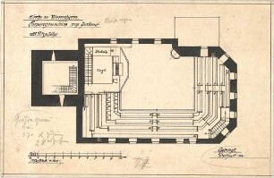 Dolmetsch, Theodor; Wiernsheim; Kirche - Projektzustand - Empore (Grundriss)