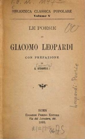 Le poesie : Con pref. di G[iacinto] Stiavelli
