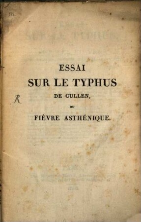 Essai sur le Typhus