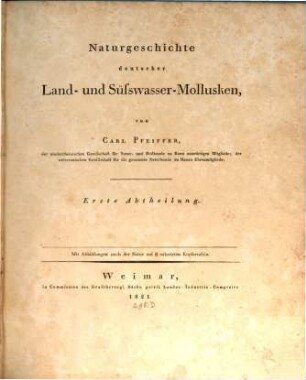 Naturgeschichte deutscher Land- und Süsswasser-Mollusken. 1