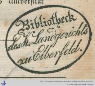 [Provenienz]: Landgericht Elberfeld