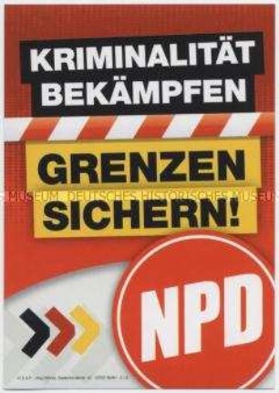 Aufkleber der NPD für die Bewachung der Staatsgrenzen
