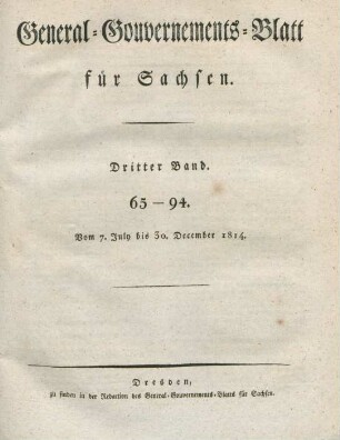 3.1814=Nr. 65-94: General-Gouvernements-Blatt für Sachsen