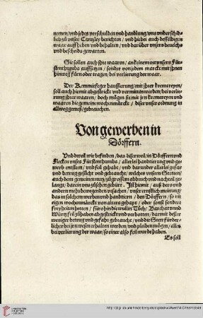 Von gewerben in Dörffern