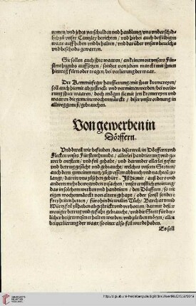 Von gewerben in Dörffern