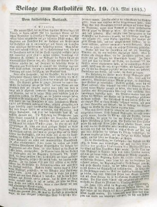 273-275 Vom katholischen Ausland : I. Spanien