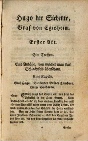 Hugo der Siebente, Graf von Egisheim : Ein historisches Drama. Aus dem Französischen übersetzt