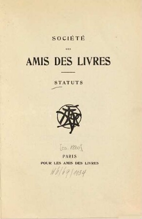Statuts : Société des amis des livres