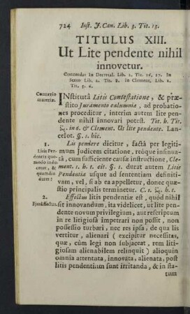 Titulus XIII. Ut Lite pendente nihil innovetur.