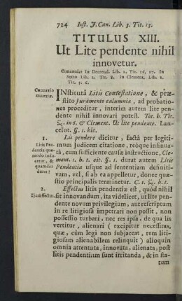 Titulus XIII. Ut Lite pendente nihil innovetur.