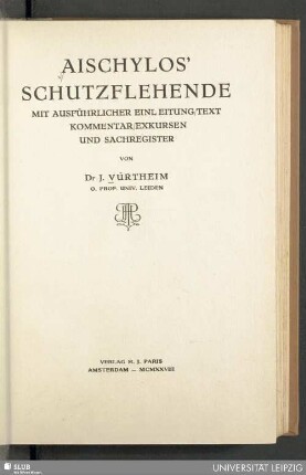 Aischylos' Schutzflehende