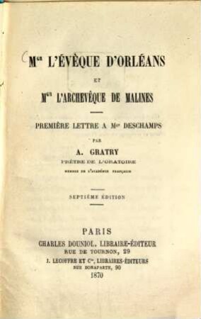 Mgr l'Évêque d'Orléans et Mgr l'Archevêque de Malines. 1