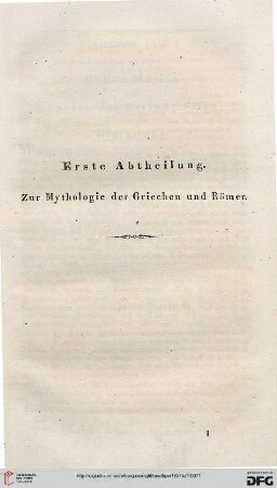 Erste Abtheilung: Zur Mythologie der Griechen und Römer