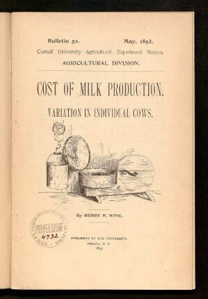 Cost of milk production : variation in individual cows