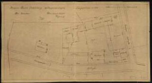 Garten des Brauereibesitzers Daum, Ortelsburg: Lageplan Brauerei Schuppenanlagen 1:500 (Zeichnung des Architekten)