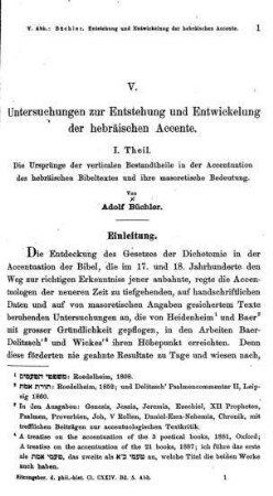 Untersuchungen zur Entstehung und Entwickelung der hebräischen Accente / von Adolf Büchler